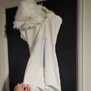 White Furry Hooded Sexy Polar Bear Costume